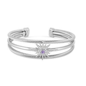 Constellation Cable Cuff with Diamonds & Amethyst